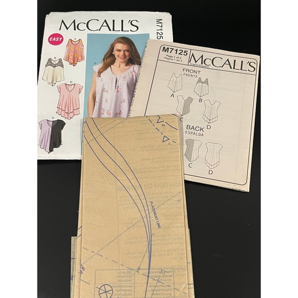 00224 - McCall's M7125 Sewing Pattern Misses' Tunic Top ZZ (L-XL-XXL) Easy UNCUT - Picture 2 of 3